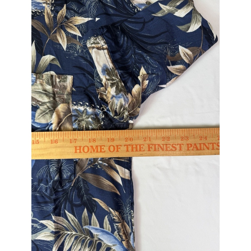 David Taylor Hawaiian Shirt Blue Palms Floral Luau Beach Cruise Camp Size Small - Picture 3 of 6